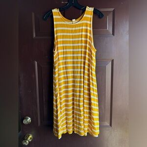 Old Navy Sleeveless Yellow/White Striped Dresss